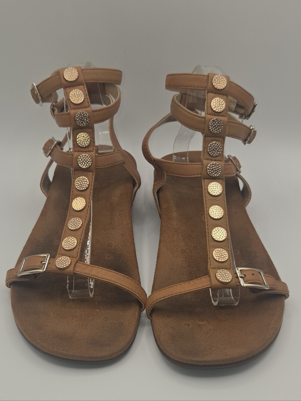 Vionic Sonora Gladiator SandalsTan with Gold Stud Womens Size 10